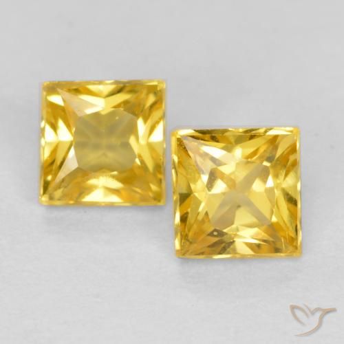 0.53ctw Naturale Giallo miele Zaffiro, Quadrato, VS
