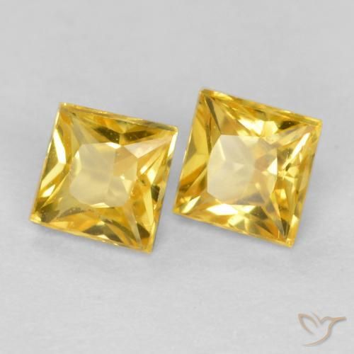 Gemme di Zaffiro Giallo miele naturale da 0.53 ct, Quadrato, VS