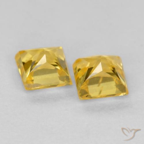 Gemme di Zaffiro Giallo miele naturale da 0.53 ct, Quadrato, VS