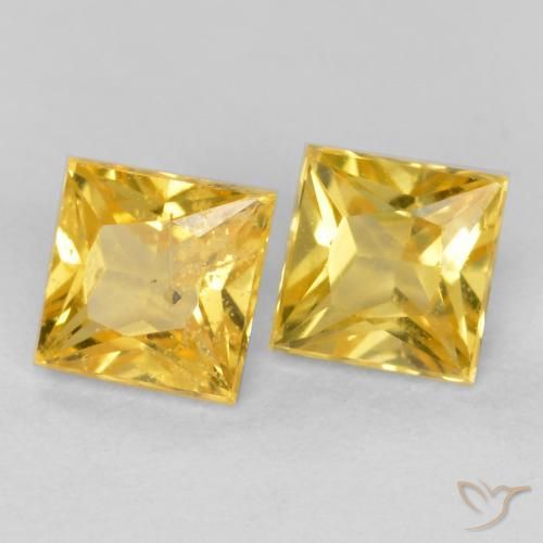 Gemme di Zaffiro Giallo miele naturale da 0.58 ct, Quadrato, VS