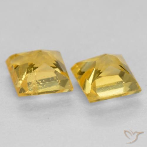 Gemme di Zaffiro Giallo miele naturale da 0.58 ct, Quadrato, VS
