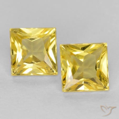 Gemme di Zaffiro Giallo Toscana naturale da 0.58 ct, Quadrato, VS
