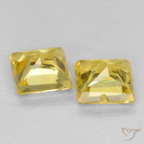 Gemme di Zaffiro Giallo Toscana naturale da 0.58 ct, Quadrato, VS