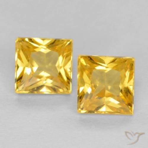Gemme di Zaffiro Giallo intenso naturale da 0.58 ct, Quadrato, VS