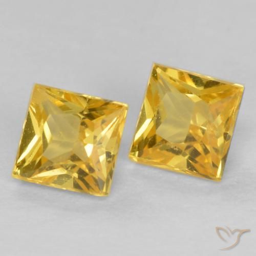 Gemme di Zaffiro Giallo intenso naturale da 0.58 ct, Quadrato, VS