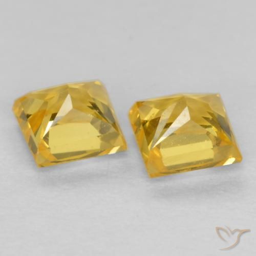 Gemme di Zaffiro Giallo intenso naturale da 0.58 ct, Quadrato, VS
