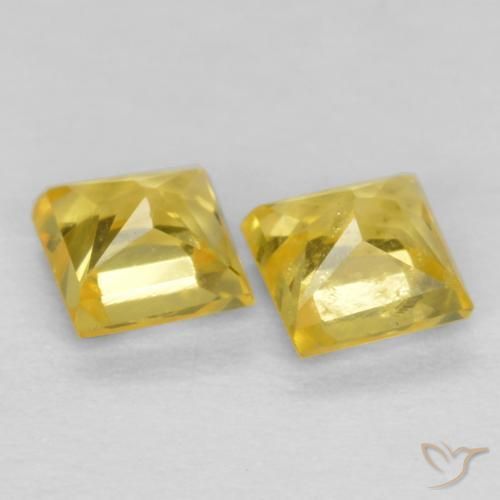 Gemme di Zaffiro Giallo miele chiaro naturale da 0.54 ct, Quadrato, VS