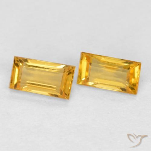 0.47ctw Naturale Arancio dorato Zaffiro, Taglio a baguette, VS