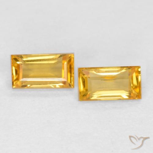 Gemme di Zaffiro Arancio dorato naturale da 0.47 ct, Taglio a baguette, VS