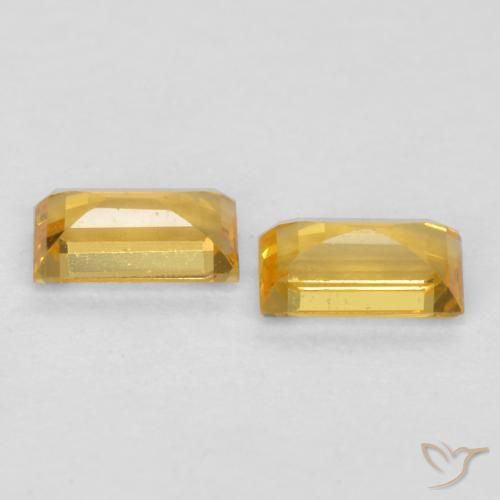 Gemme di Zaffiro Arancio dorato naturale da 0.47 ct, Taglio a baguette, VS