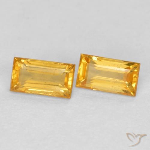 Gemme di Zaffiro Dorato medio naturale da 0.50 ct, Taglio a baguette, VVS-VS