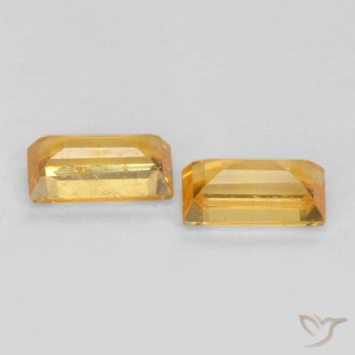 Gemme di Zaffiro Dorato medio naturale da 0.50 ct, Taglio a baguette, VVS-VS