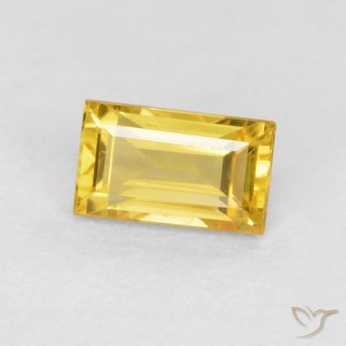 Zaffiro Dorato naturale da 0.41 ct, Taglio a baguette, VS