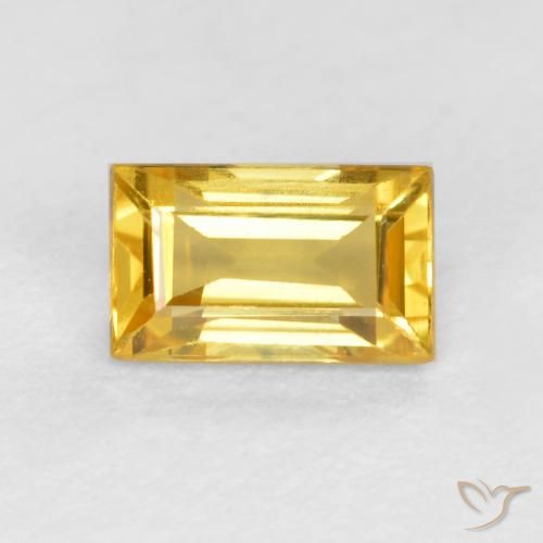 Zaffiro Dorato naturale da 0.45 ct, Taglio a baguette, VVS-VS