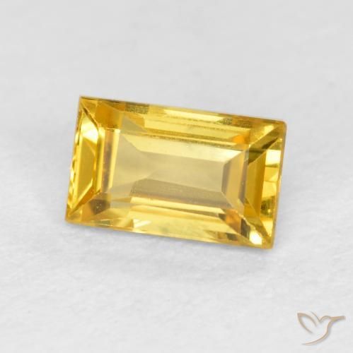 Zaffiro Dorato naturale da 0.45 ct, Taglio a baguette, VVS-VS
