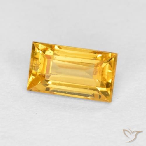 Zaffiro Dorato medio naturale da 0.42 ct, Taglio a baguette, VS