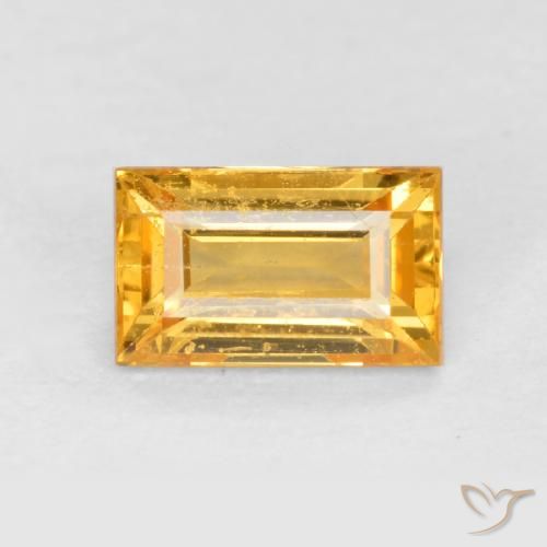 0.41ct Naturale Arancio dorato Zaffiro, Taglio a baguette, VS-SI, Photo A