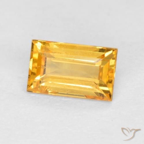 Zaffiro Arancio dorato naturale da 0.41 ct, Taglio a baguette, VS-SI