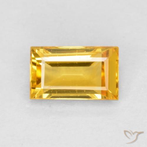 0.42ct Naturale Dorato medio Zaffiro, Taglio a baguette, VS