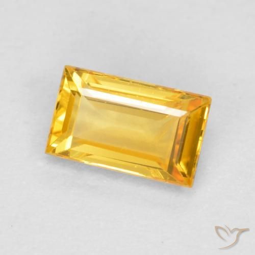 Zaffiro Dorato medio naturale da 0.42 ct, Taglio a baguette, VS