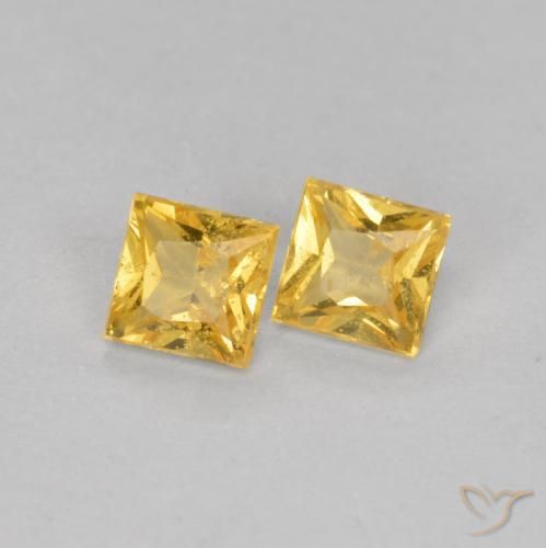 Gemme di Zaffiro Dorato naturale da 0.48 ct, Quadrato, VS