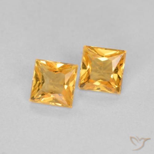 Gemme di Zaffiro Arancio-Oro naturale da 0.51 ct, Quadrato, VS