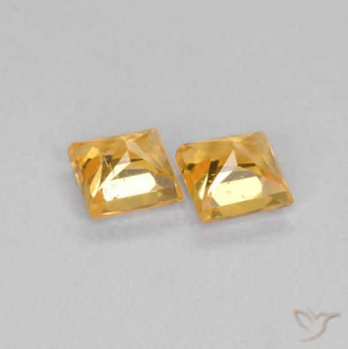 Gemme di Zaffiro Arancio-Oro naturale da 0.51 ct, Quadrato, VS