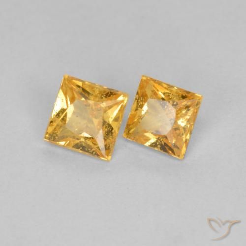 Gemme di Zaffiro Arancio-Oro naturale da 0.52 ct, Quadrato, VS