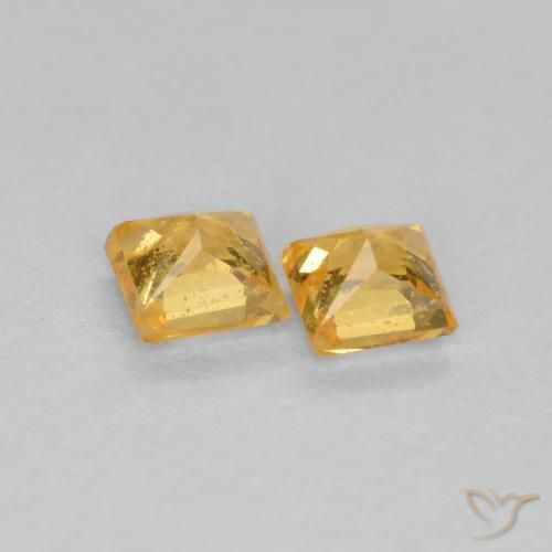 Gemme di Zaffiro Arancio-Oro naturale da 0.52 ct, Quadrato, VS