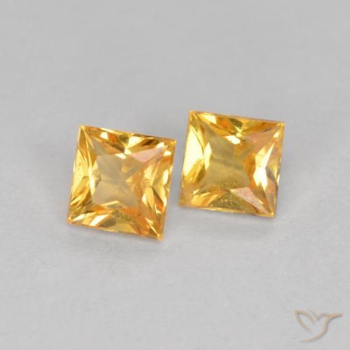 Gemme di Zaffiro Arancio-Oro naturale da 0.52 ct, Quadrato, VS