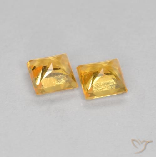 Gemme di Zaffiro Arancio-Oro naturale da 0.52 ct, Quadrato, VS