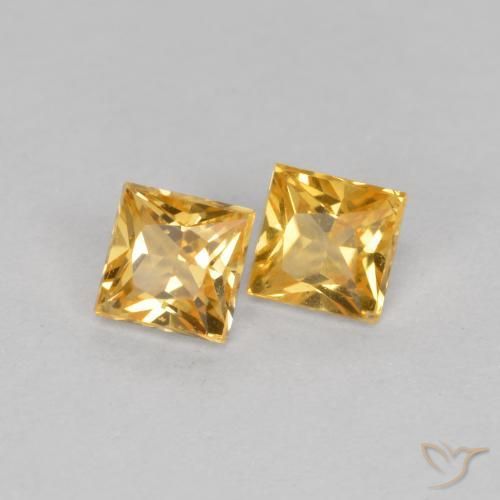 Gemme di Zaffiro Arancio-Oro naturale da 0.53 ct, Quadrato, VS