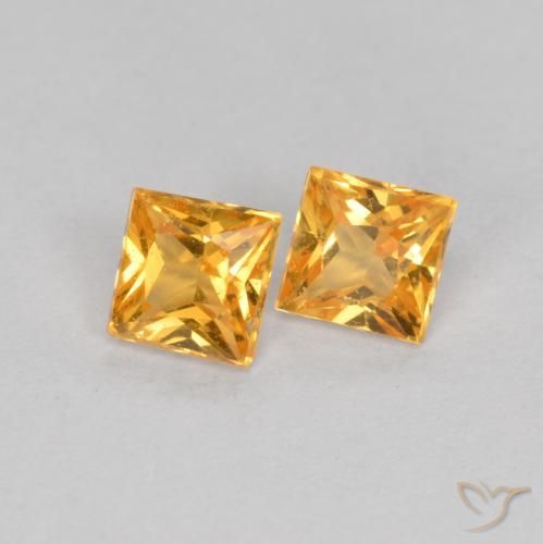 Gemme di Zaffiro Arancio Medio naturale da 0.57 ct, Quadrato, VS