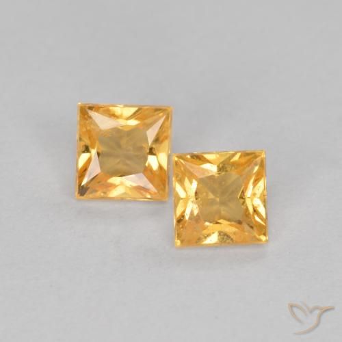 0.47ctw Naturale Arancio Medio Zaffiro, Quadrato, VS