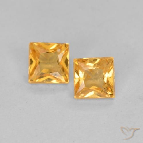 0.52ctw Naturale Arancio Medio Zaffiro, Quadrato, VS