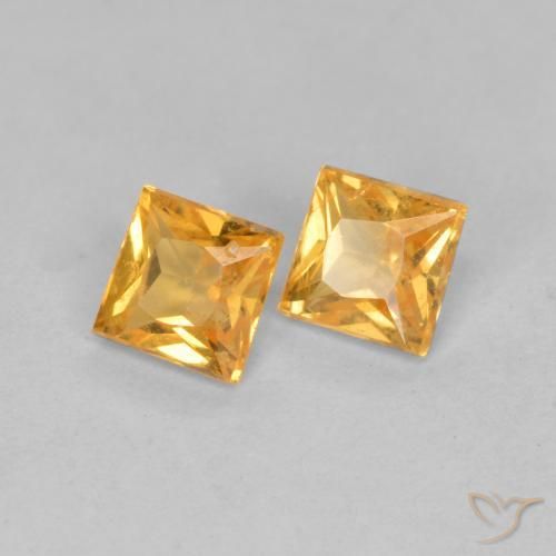 Gemme di Zaffiro Arancio Medio naturale da 0.52 ct, Quadrato, VS