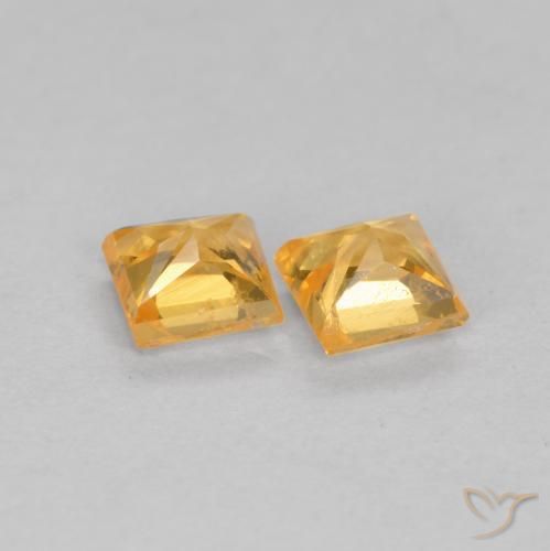 Gemme di Zaffiro Arancio Medio naturale da 0.52 ct, Quadrato, VS