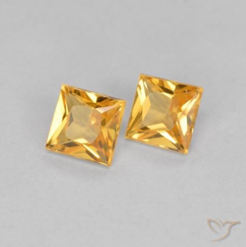 Gemme di Zaffiro Arancio-Oro naturale da 0.47 ct, Quadrato, VS