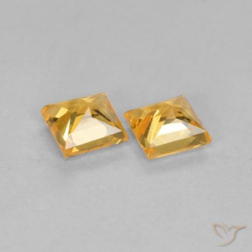 Gemme di Zaffiro Arancio-Oro naturale da 0.47 ct, Quadrato, VS