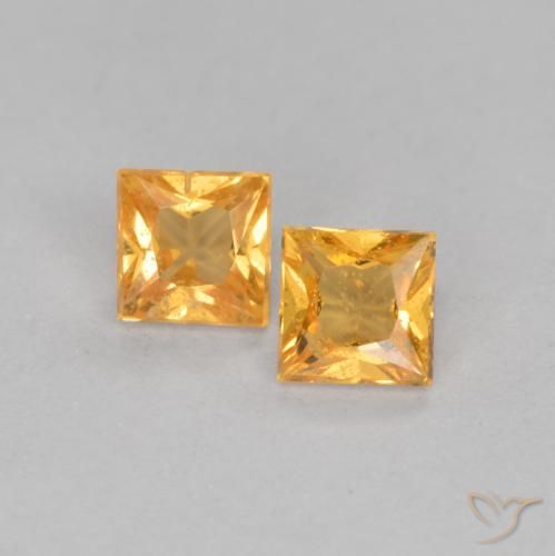 0.49ctw Naturale Arancio-Oro Zaffiro, Quadrato, VS