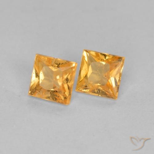 Gemme di Zaffiro Arancio-Oro naturale da 0.49 ct, Quadrato, VS