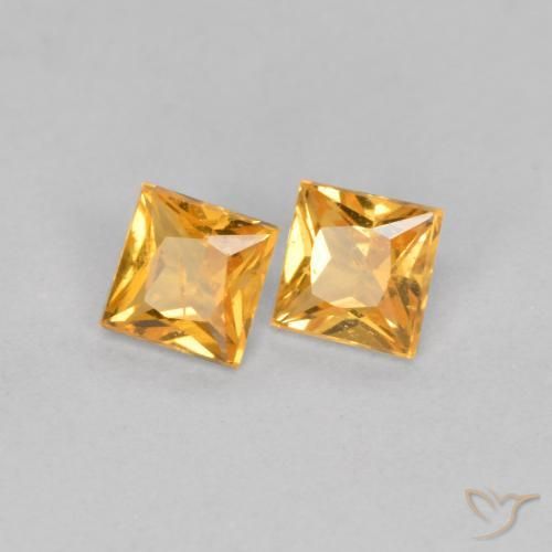 Gemme di Zaffiro Arancio-Oro naturale da 0.45 ct, Quadrato, VS