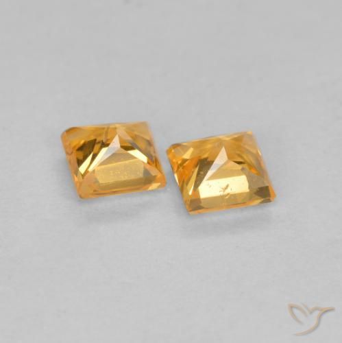 Gemme di Zaffiro Arancio-Oro naturale da 0.45 ct, Quadrato, VS