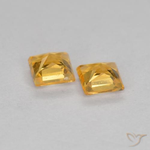 Gemme di Zaffiro Arancio Medio naturale da 0.47 ct, Quadrato, VS
