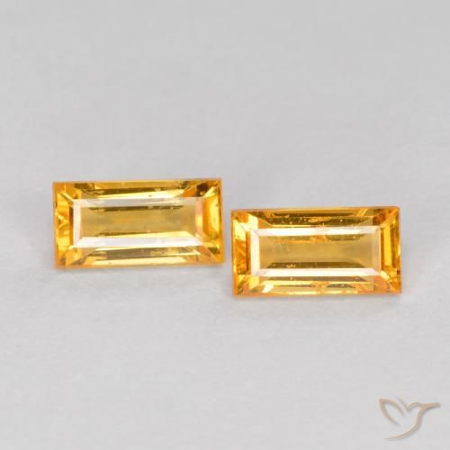 Gemme di Zaffiro Arancio-Oro naturale da 0.61 ct, Taglio a baguette, VS