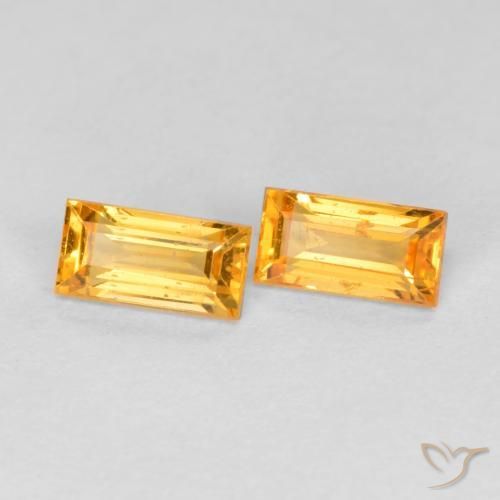 Gemme di Zaffiro Arancio-Oro naturale da 0.61 ct, Taglio a baguette, VS