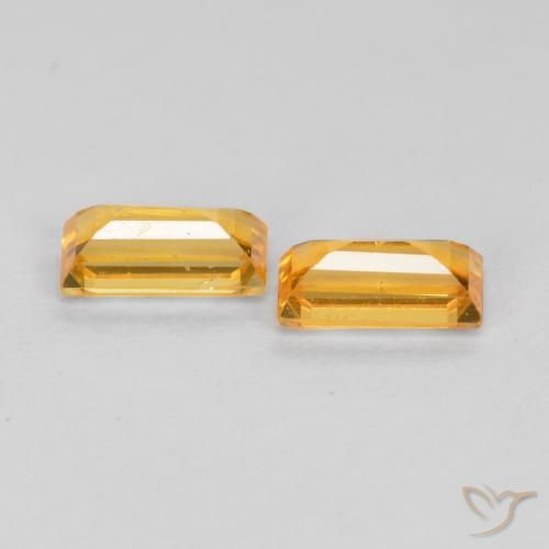Gemme di Zaffiro Arancio-Oro naturale da 0.61 ct, Taglio a baguette, VS