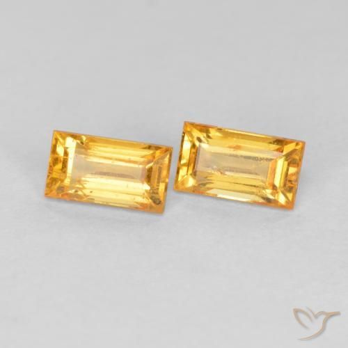 0.60ctw Naturale Arancio dorato Zaffiro, Taglio a baguette, VS-SI, Photo A