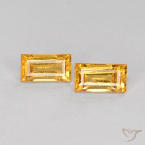 Gemme di Zaffiro Arancio dorato naturale da 0.60 ct, Taglio a baguette, VS-SI