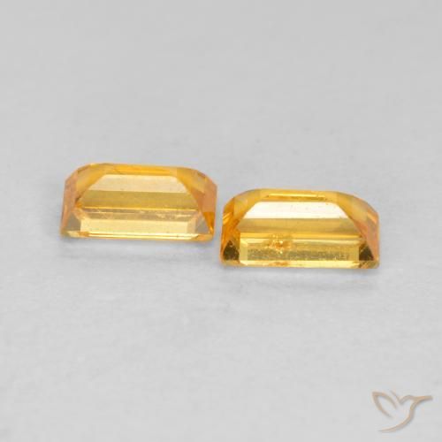 Gemme di Zaffiro Arancio dorato naturale da 0.60 ct, Taglio a baguette, VS-SI